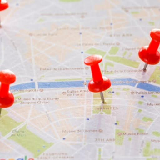 Markers on the map of Paris